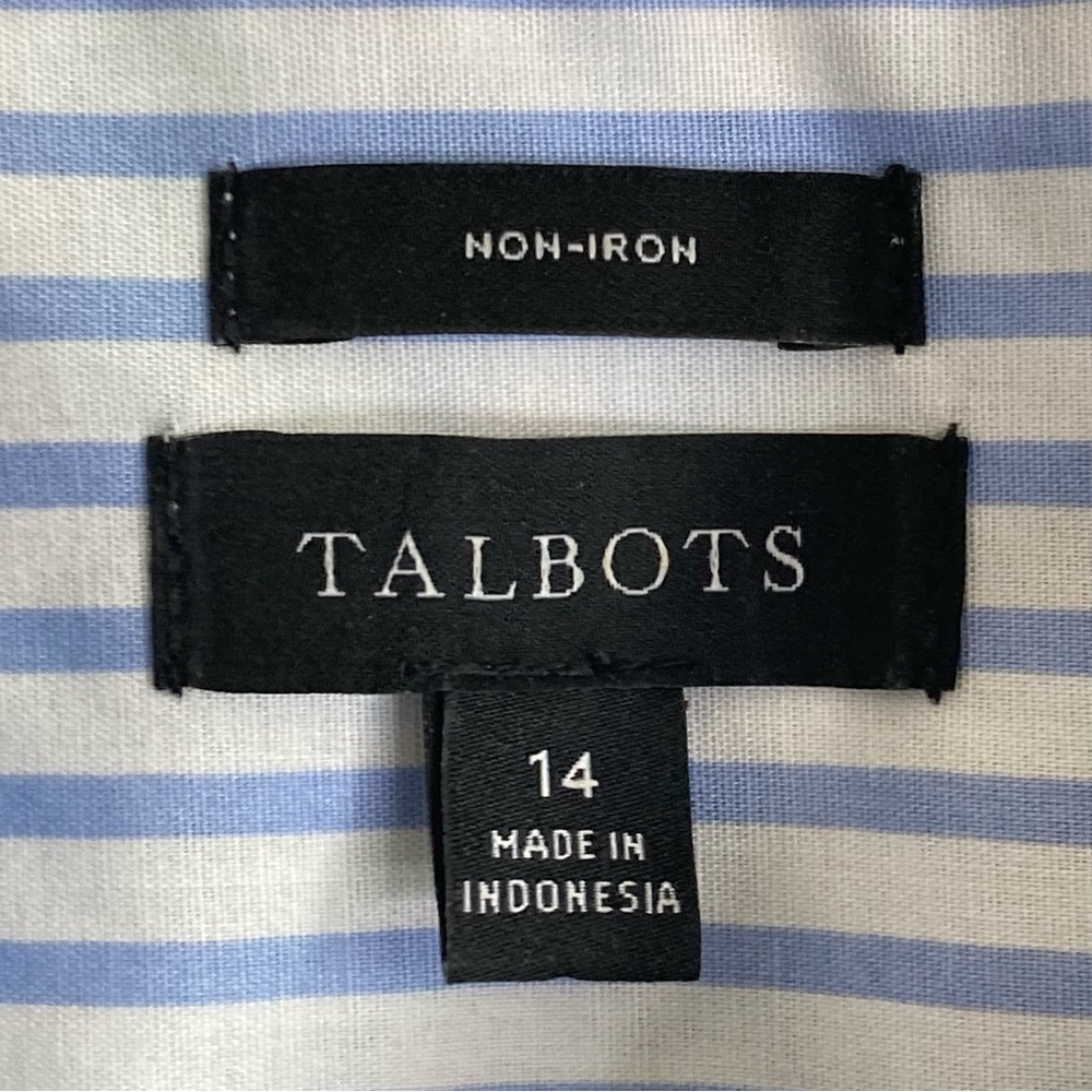 Talbots Non-Iron Perfect Shirt in Ditsy Bundle Size 14 in Blue Sky Multi - Picture 9 of 12